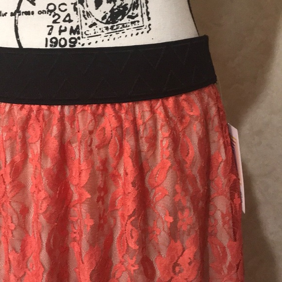 salmon lace midi skirt - Picture 3 of 7